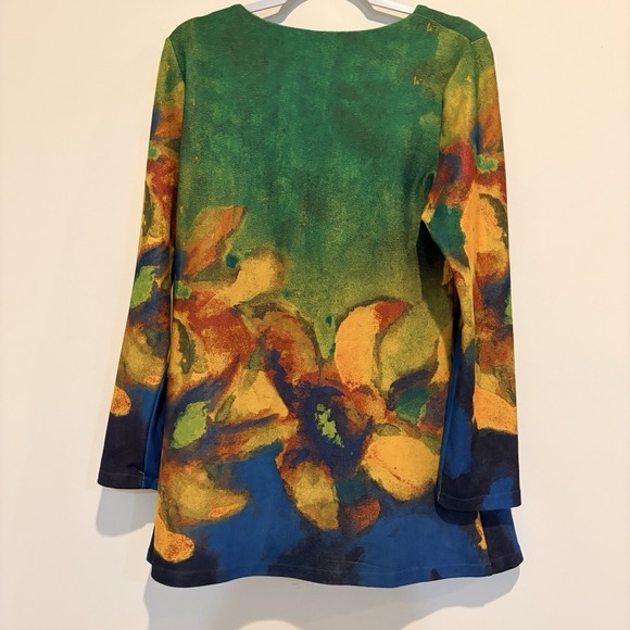 Feratelli Women's Colorful Abstract Print Round-Neck Long Sleeve Tunic Top - Picture 3 of 3